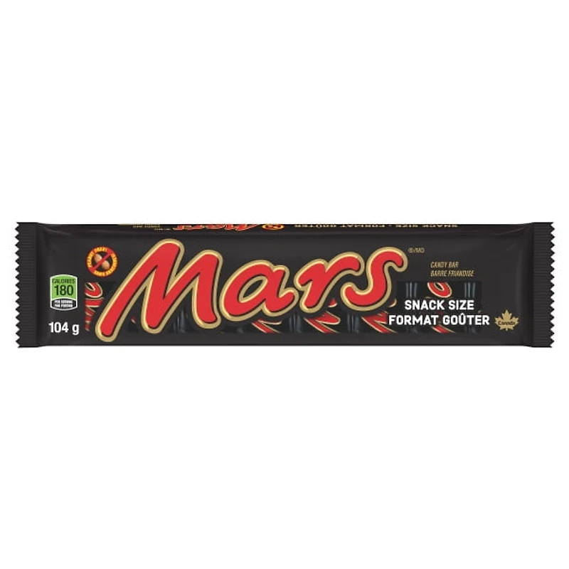 MARS, barres de chocolat sans arachides, 8 formats goûter, 104g