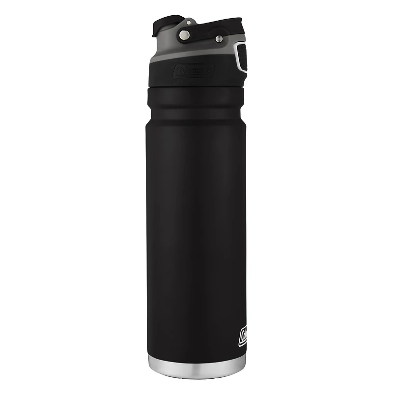 Coleman FreeFlow AUTOSEAL Stainless Steel Water Bottle, 24 oz (709 ml), Black, BPA-Free