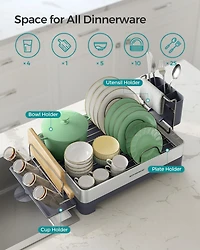 Songmics Home - Petit égouttoir à vaisselle en acier inoxydable, porte-ustensiles, argent et noir