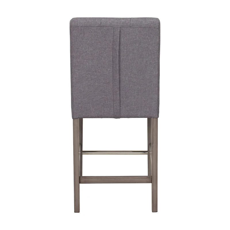 CorLiving Leila Upholstered Indoor Counter Height Bar Stool with Tufted Back and Wood Legs - Sold Individually
