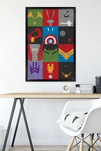 Marvel Comics - Avengers - Minimalist Grid Wall Poster, 22.375" x 34" Framed