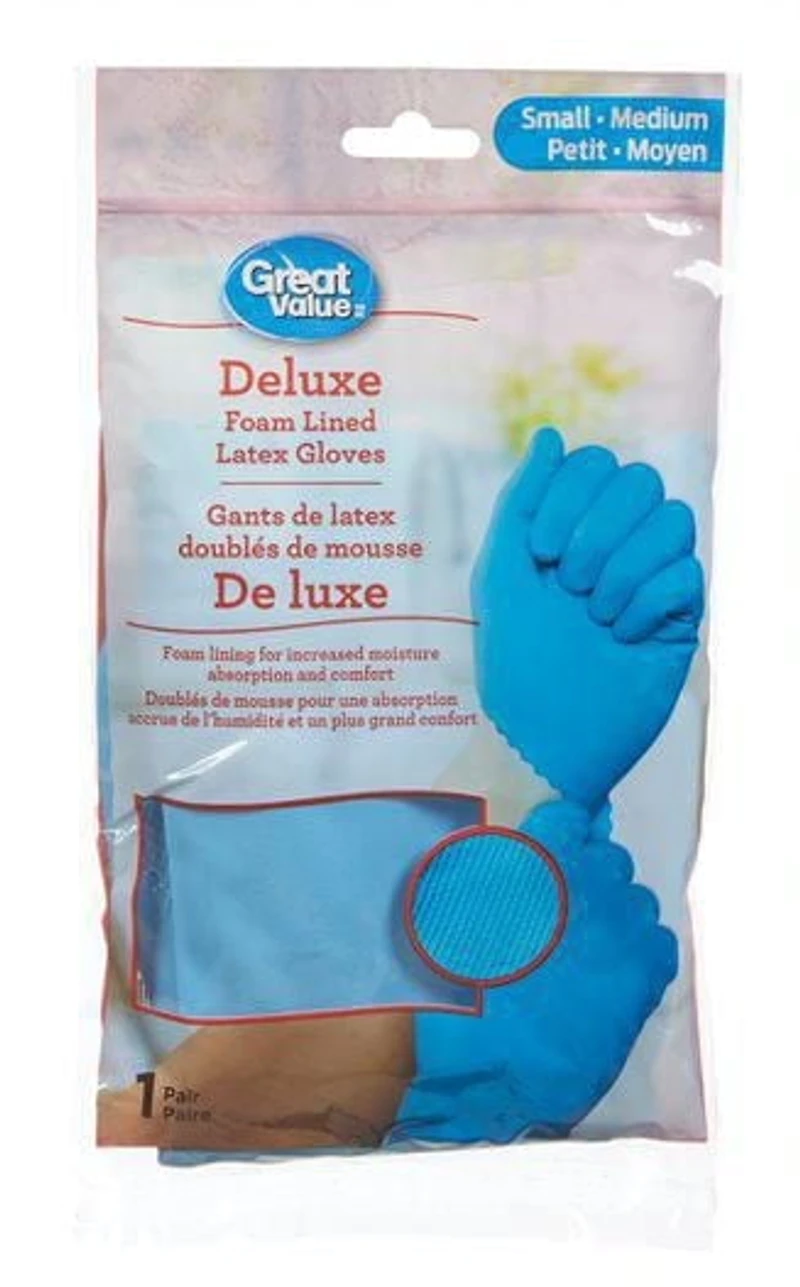 Gants de luxe doubles de mousse de Great Value 1 paire, petites/moyennes