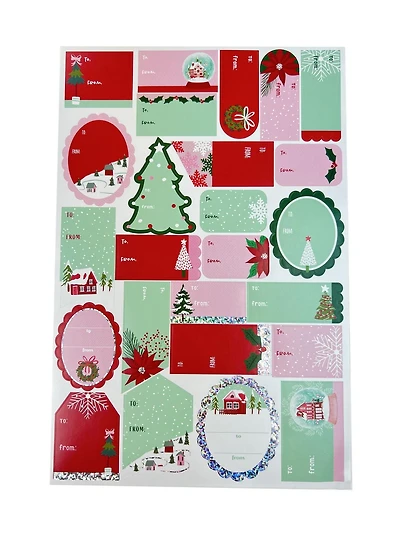 Holiday Time 7" x 10.5" White Christmas 100 counts sticker gift tags Box