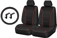 Kit 5 Pièces Housses Auto Drive – Carbone Noir, Passepoil Rouge