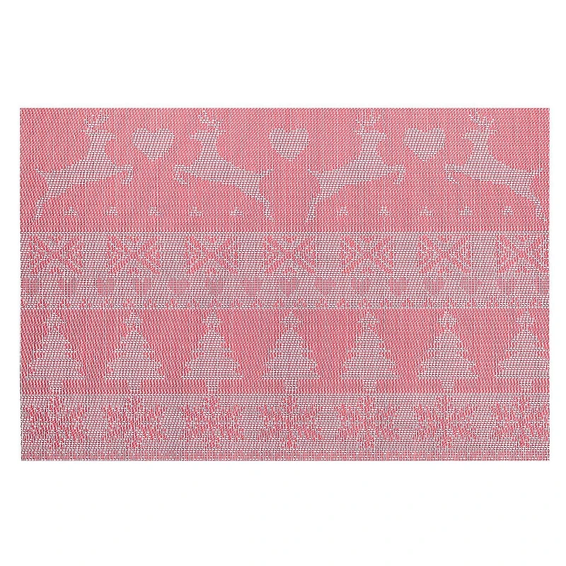 Vinyl Placemat (Reindeer And Tree) (Red) - Set of 12