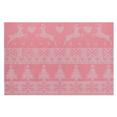Vinyl Placemat (Reindeer And Tree) (Red) - Set of 12