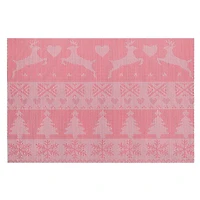 Vinyl Placemat (Reindeer And Tree) (Red) - Set of 12