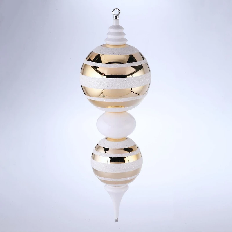 Holiday Time 24-inch Jumbo Shatterproof Finial Christmas Ornament, Gold/White