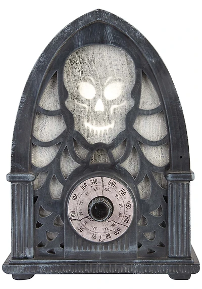 Lighted Decor EmoteGlow Haunted Radio Skull (White)