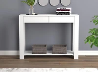 Safdie & Co. Table Console 40" Blanche Avec 2 Tiroirs, 1 Étagère