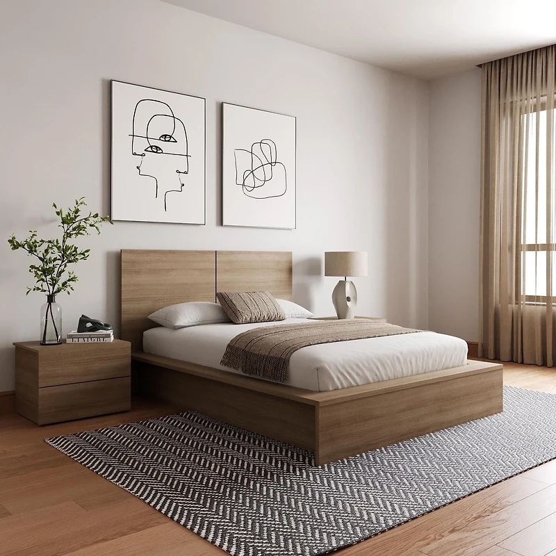 James 4-Piece Bedroom Set with Bed, Headboard and 2 Nightstands