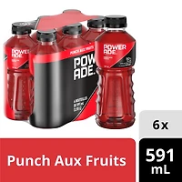 POWERADE Fruit Punch 591mL Bottles, 6 Pack, 6 x 591 mL