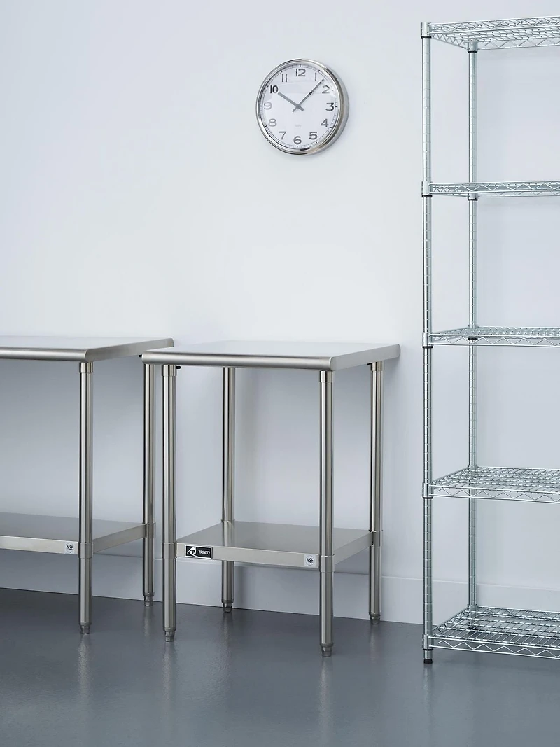 TRINITY – Table de préparation EcoStorage en acier inoxydable, homologuée NSF