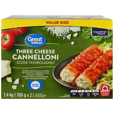 Cannellonis trois fromages Great Value 1,4 kg (700 g x 2)