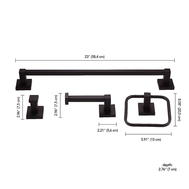 Ensemble de salle de bain tout-en-un de 5 pièces Auckland, noir, similibois, applique murale à 3 ampoules avec abat-jours en verre bullé, porte-serviette, anneau à serviette, crochet à peign