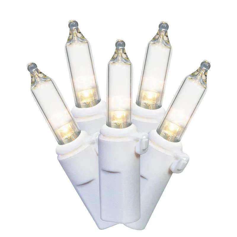 Holiday Time 100-Count Warm White LED Glass Mini Christmas Lights, with White Wire