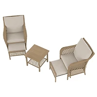 HOMETRENDS Belmont 5-Piece Steel Outdoor Chat Set with Ottomans and Cushions, Oatmeal