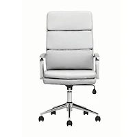 Chaise de bureau rembourrée Paco Executive en blanc, chaise de bureau pivotante à dossier haut, rembourrage, soutien lombaire, style moderne