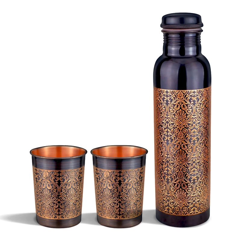 Verka Beverage Bottle and Glass Set- Floral