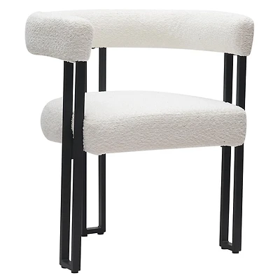 Contemporaine Tissu Bouclé Chaise, Jeu de 2 - Ivoire et Noir