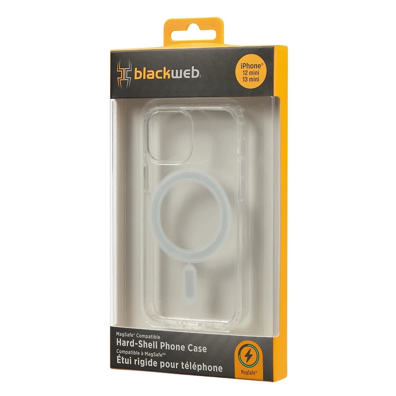 Étui mince et rigide compatible MagSafe pour téléphone iPhone 12 mini et iPhone 13 mini  blackweb (BWA22WI634C- Transparent)