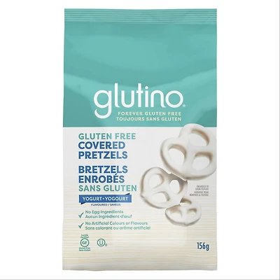 Glutino Gluten Free Covered Pretzels – Yogurt Flavour - No Artificial Colours or Flavours - No Egg Ingredients - Non-GMO Project Certified and Kosher - Certified Yogurt Flavoured Pretzels - 156 g