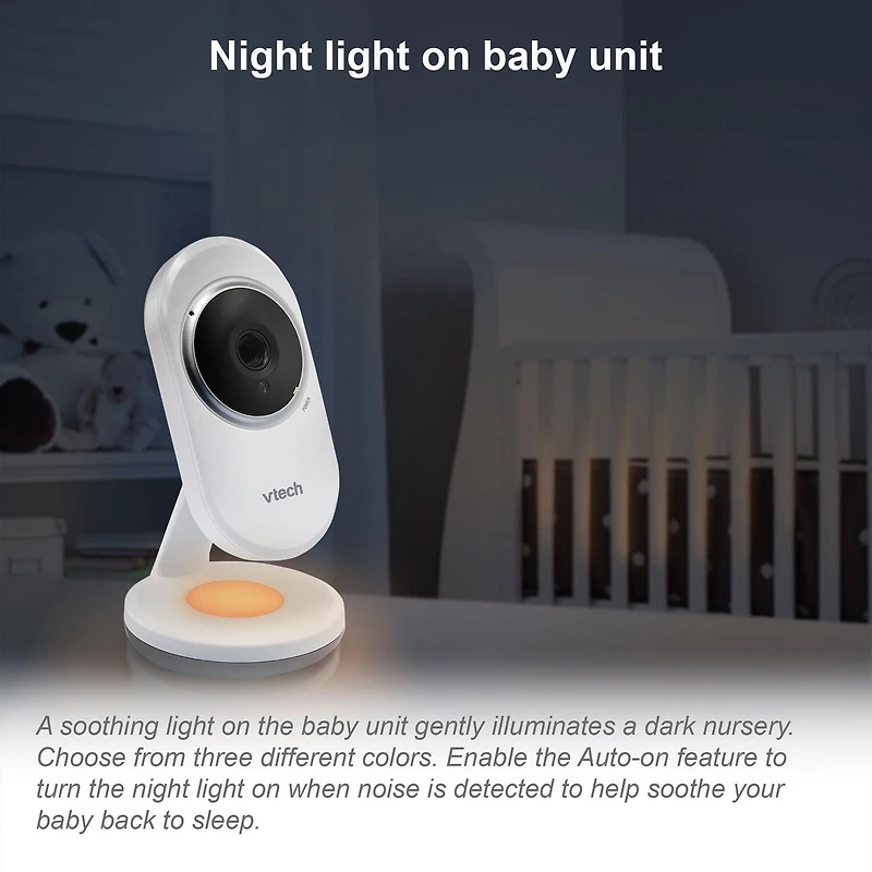 VTech VM3254-2 2 Camera 2.8” Digital Video Baby Monitor with Night Light, White