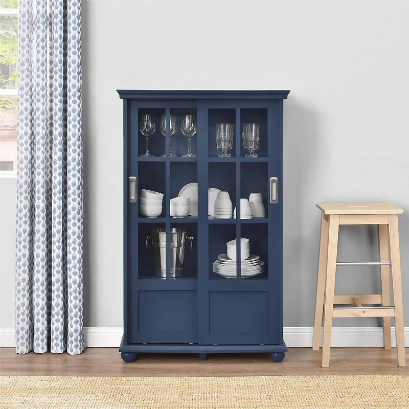 Ameriwood Home Aaron Lane Bookcase with Sliding Glass Doors, White