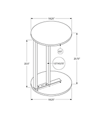 Monarch Specialties Accent Table, Side, Round, End, Nightstand, Lamp, Living Room, Bedroom, White Marble Look Laminate, Black Metal, Contemporary, Modern