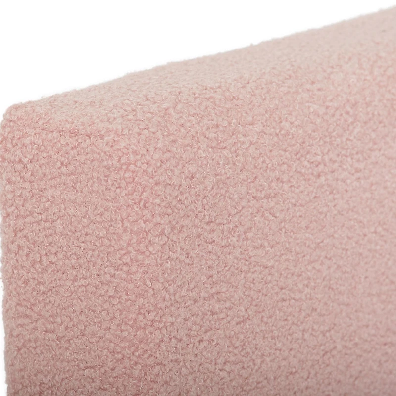 CorLiving Celeste Pink Boucle Fabric Upholstered Adult Bed with Headboard, Box Spring Required