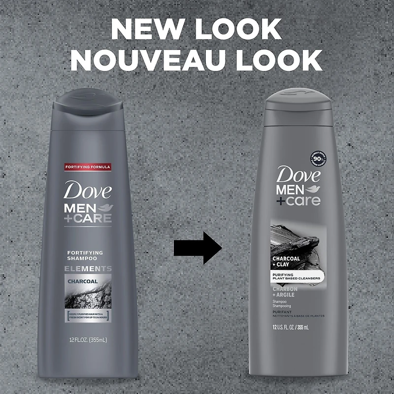 Dove Men Care Charcoal + Clay Shampoo, 355 ml Shampoo