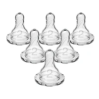 Dr. Brown's Natural Flow Level 2 Narrow Baby Bottle Silicone Nipple, Medium Flow, 3m+, 100% Silicone Bottle Nipple, 6 Pack, 6 Pack