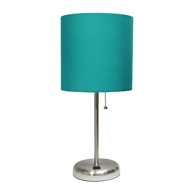 Lampe bâton LimeLights avec port de chargement USB et abat-jour en tissu, sarcelle