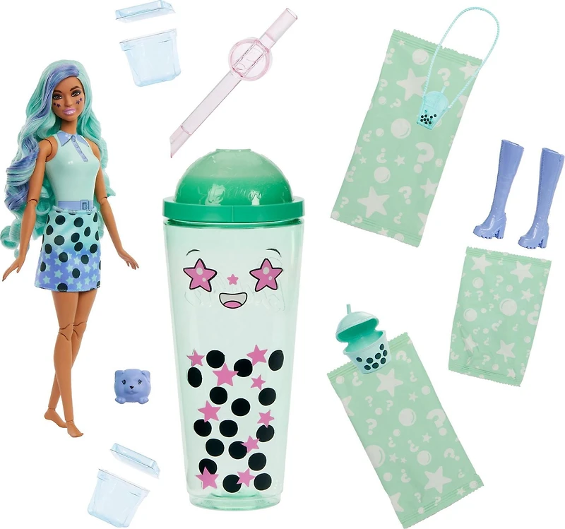 Barbie Pop Reveal Boba Tea Series Fashion Doll & Accessories Set with 8 Surprises (Styles May Vary)