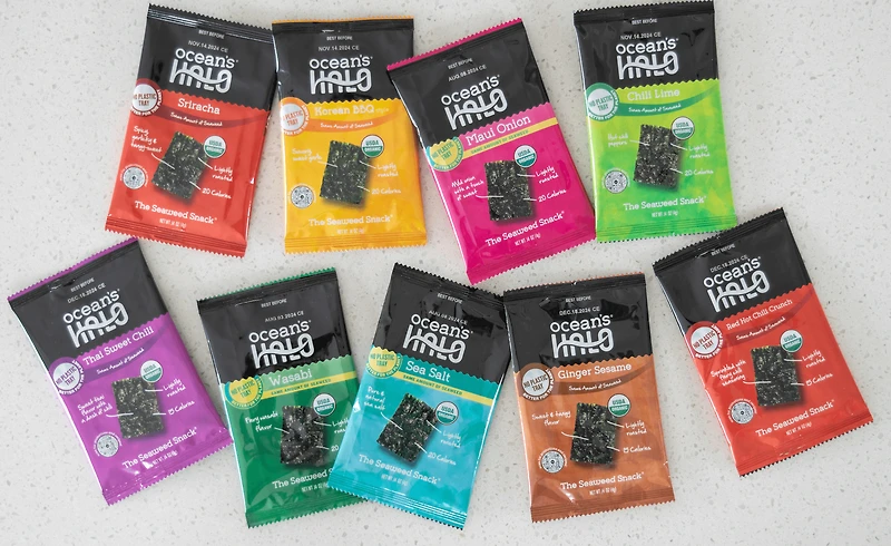 Ocean's Halo Organic 5-pack Korean BBQ Seaweed Snack, Trayless Crispy Nori Snack, 4g Each, OCEAN'S HALO ORG KRN BBQ SEAWEED SNCK