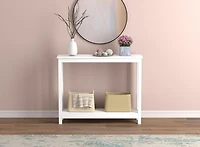 Safdie & Co. Entryway Console Sofa Couch Accent Table 39in L White with 1 Shelf for Living Room