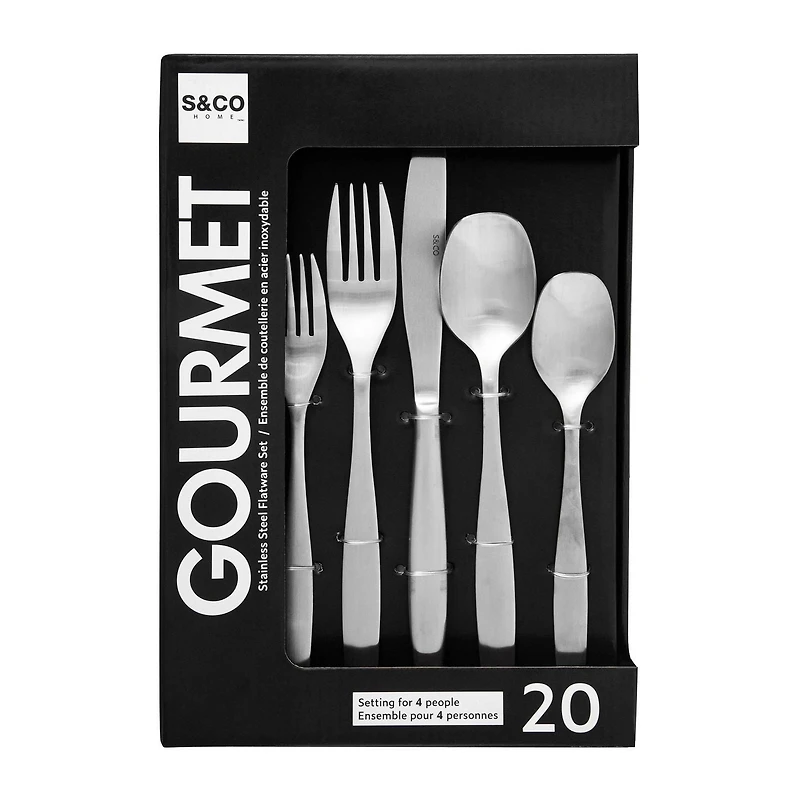 Ensemble de Couverts Gourmet Milan 20 Pièces (Acier Inoxydable Brossé 18/0)