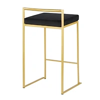 Heavenly Collection Black Stool with Gold stainless steel frame