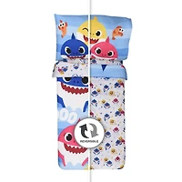 Baby Shark 3 Piece Toddler Bedding Set with Reversible Comforter, Fitted Sheet and Pillowcase