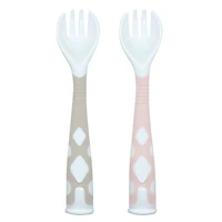 Kushies Silicone Silibend Bendable forks 2 pack, Bpa Free, 100% Food Grade Soft Silicone - Pink/Sand