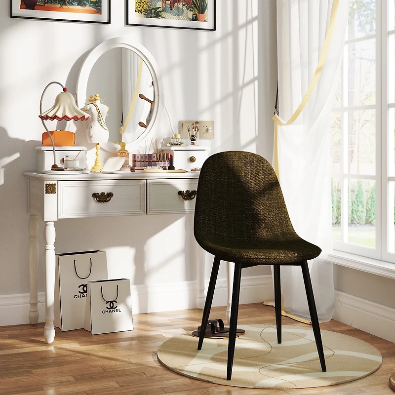 Homy Casa Set of 4 Armless Upholstered Side Chairs for Living Room Bedroom Reception, Green Fabric