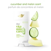 Dove Vitamin Care+ Cucumber & Melon Scent Aluminum-Free Deodorant Stick, 72h Breathable Odour Protection, 74g