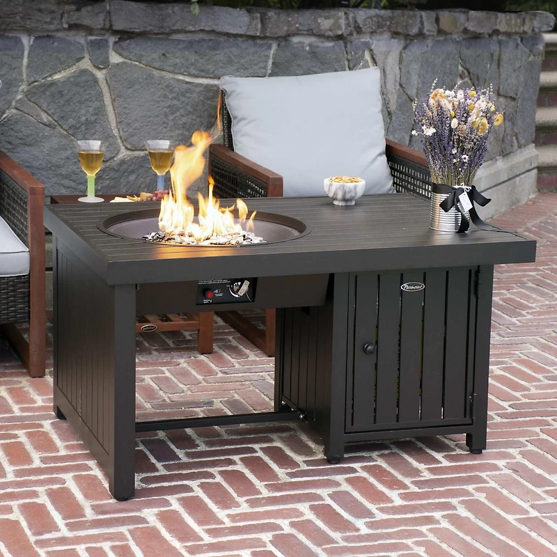 Paramount Offset Extruded Aluminium Rectangle Firepit Table