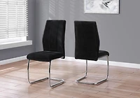 Monarch Specialties Chaise, Lot De 2, Côté, Rembourré, Cuisine, Salle À Manger, Velours, Métal, Noir, Chrome, Contemporain, Moderne