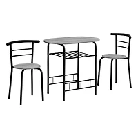 Monarch Specialties Ensemble De Table À Manger, Ensemble 3pcs, Petit, 32" L, Cuisine, Métal, Stratifié, Gris, Noir, Contemporain, Moderne