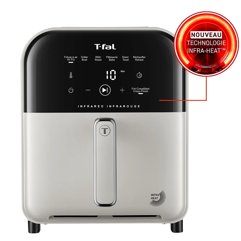 T-fal Infrared Air Fryer, 7-in-1, 5L/5.3QT, Infra-heat™ Technology, No-Preheating, Faster, Juicier, Crispier, Oat