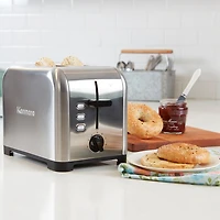 Kenmore 2-Slice Stainless Steel Toaster, Silver & Grey, Extra Wide Slots, Bagel & Defrost Functions