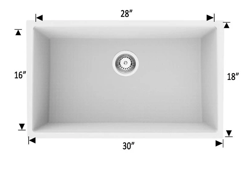 American Imaginations AI- 30 pouces Évier de cuisine composé de granit blanc approuvé par CSA W avec finition composée de granit et calibre 16