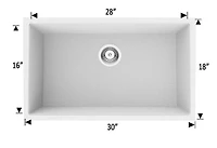 American Imaginations AI- 30 pouces Évier de cuisine composé de granit blanc approuvé par CSA W avec finition composée de granit et calibre 16