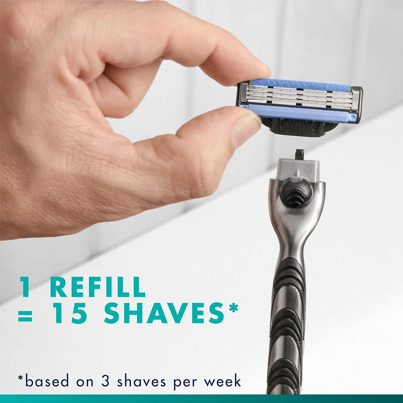 Gillette Mach3 Recharges de Lames de Rasoir Cartouches de Rasoir, Recharges de Rasoir pour Hommes avec Bande Lubrifiante, Lames de Rasoir à 3 Lames pour un Rasage de Près 5ct